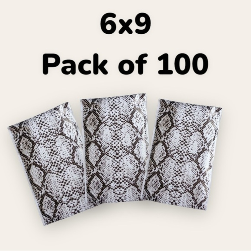 100 Pack 6x9 PolyMailers, Snake Skin ** Shipping Supplies Mailers Inserts